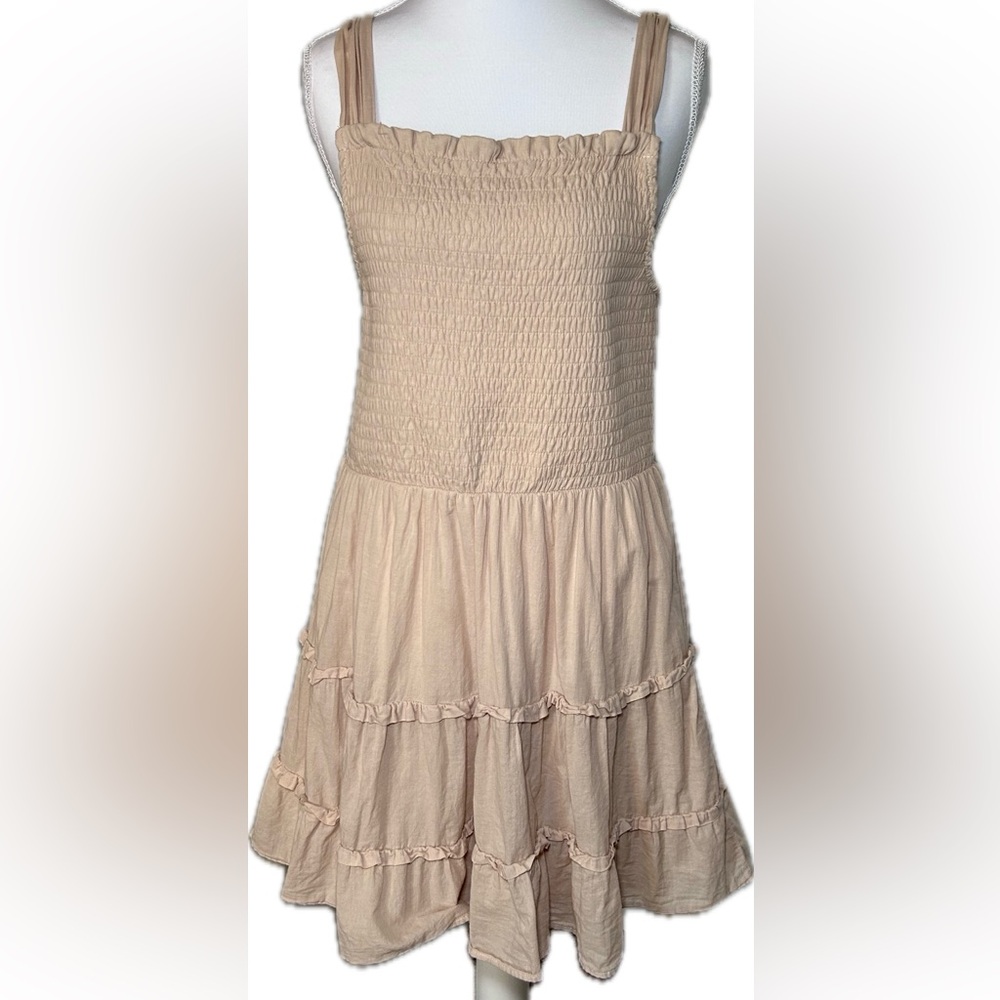 🏝️ SALE❗️Casual Tiered Ruffled Sundress with Stretchy Smocked Top Size L